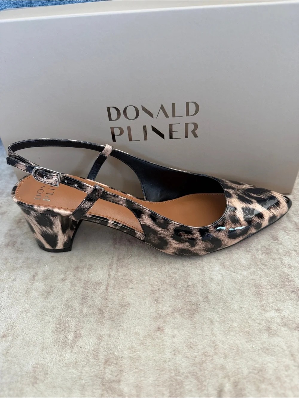 Donald J. Pliner Shanie Leopard-Print Slingback Pump in Tan and Black